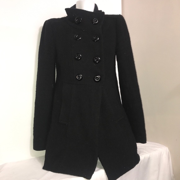 Urban Behavior Jackets & Blazers - Urban Behaviour Black Buttoned Thick Wool Pea Coat